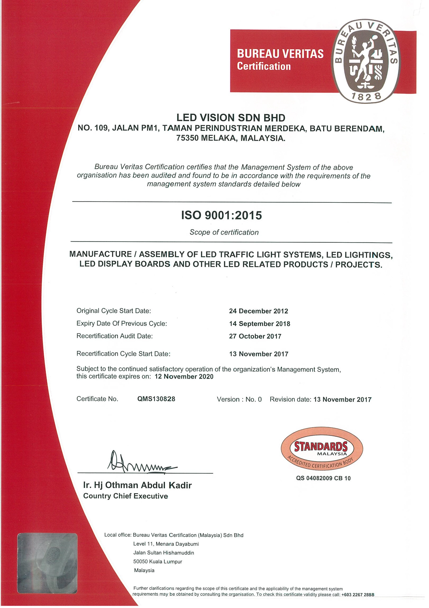 Certified By Bureau Veritas | LED Vision Malaysia